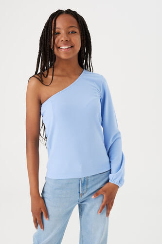 ★andar★ Sapna Yogini One Shoulder Long Sleeve Shivan One Shoulder Long Sleeve Padded Top (White