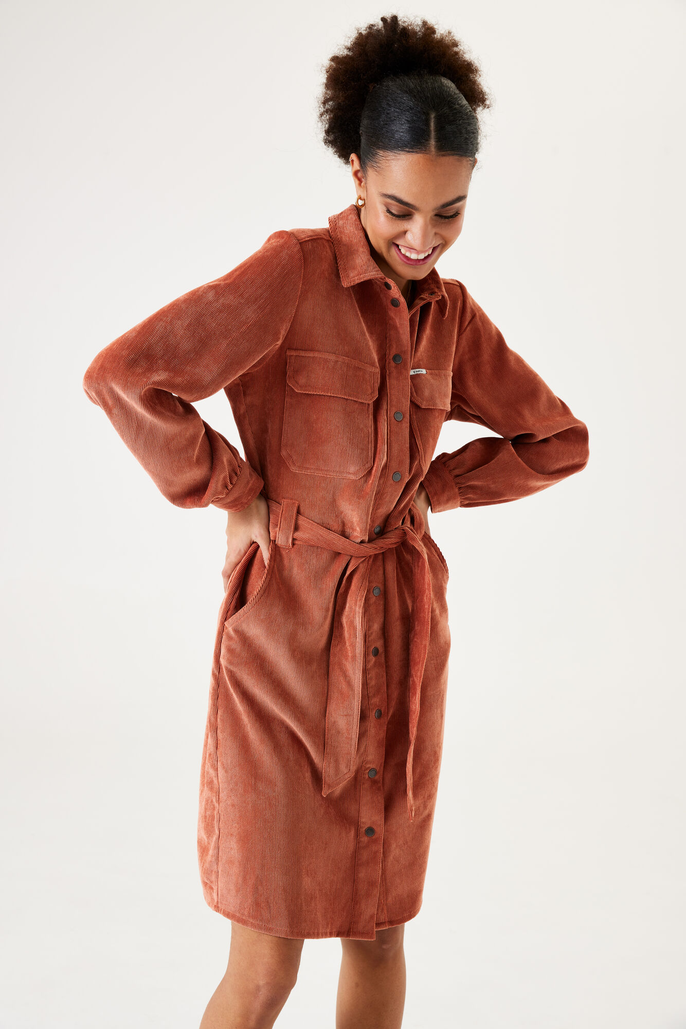 Orange corduroy dress | GARCIA