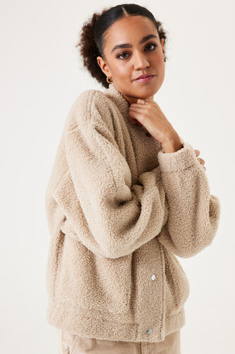 Beige teddy bomber jacket | GARCIA