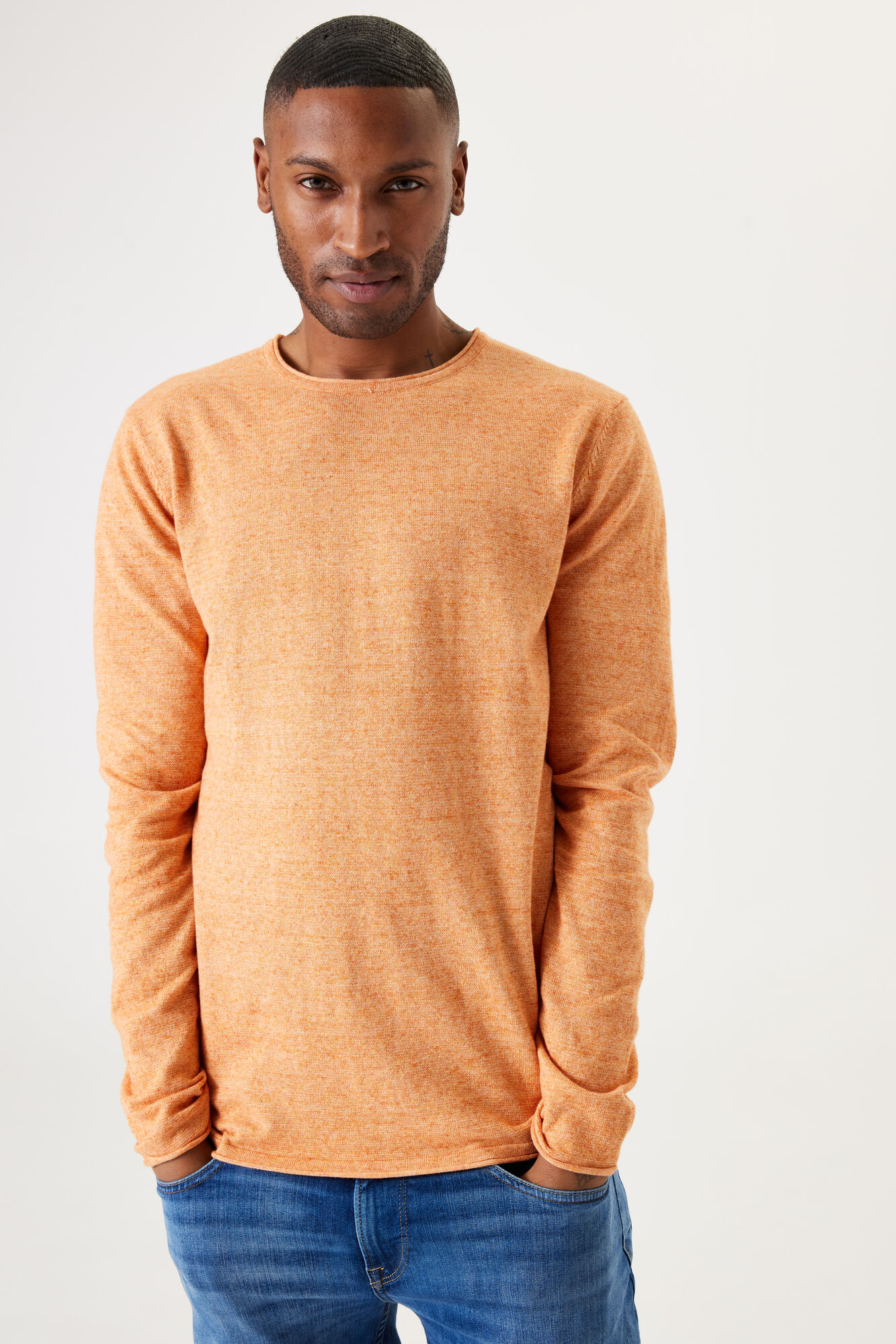 Pull En Laine Mohair - Marque Sauvage Poésie - Couleur Orange Beige - Taille L/XL - Très Bon état