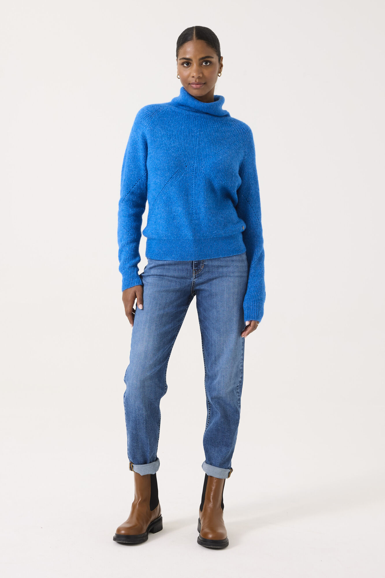 Petit Col Roulé Femme Faded Glory Bleu - Taille S - Coton - Occasion Très Bon état