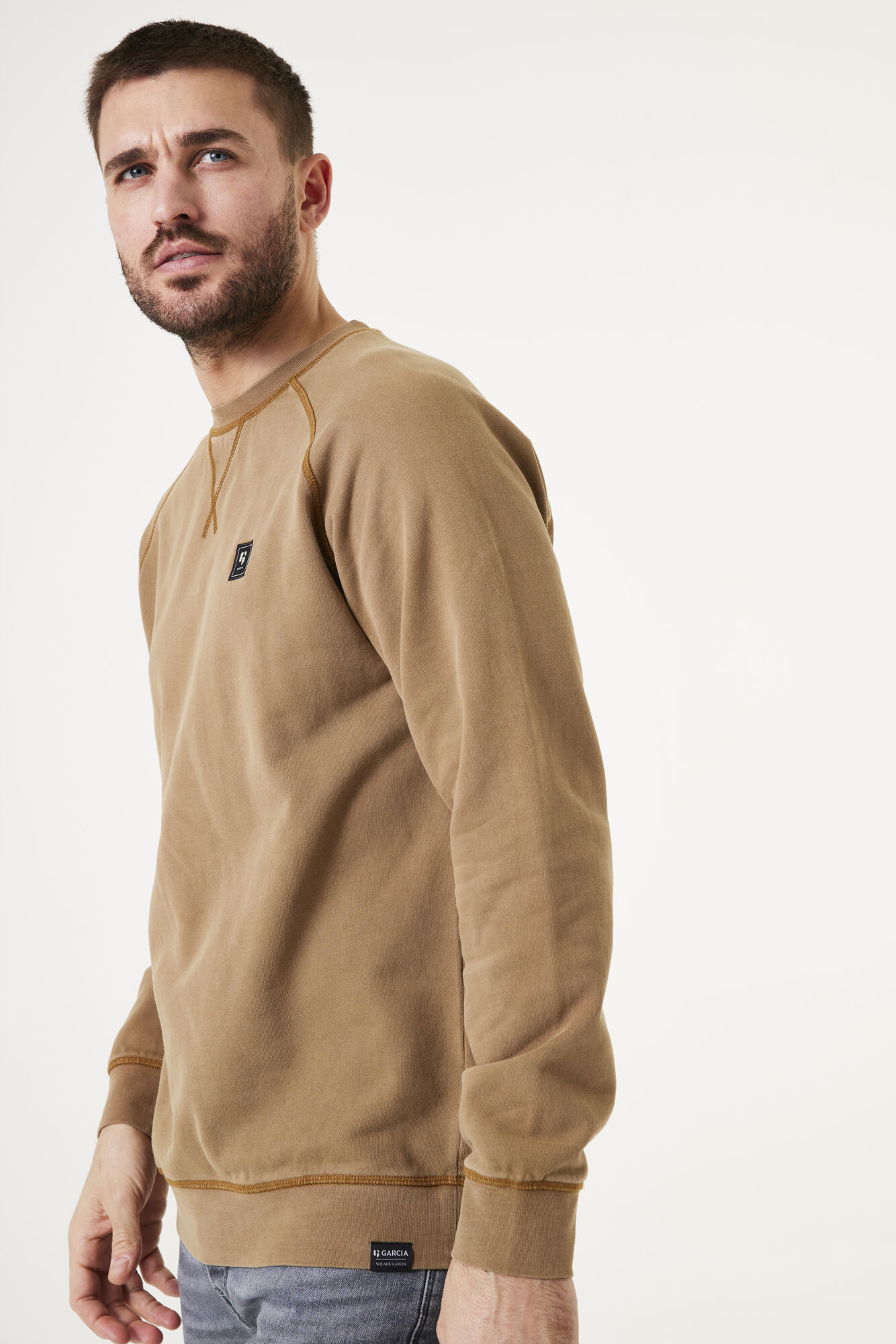 Garcia Herren Sweatshirt – Klassischer Sweater Aus Italienischer Denim-Tradition