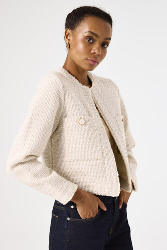 ORGUE Tweed fringe 2way jacket【Ivory】 ORGUE Tweed fringe 2way jacket【Ivory】 Off-white tweed jacket