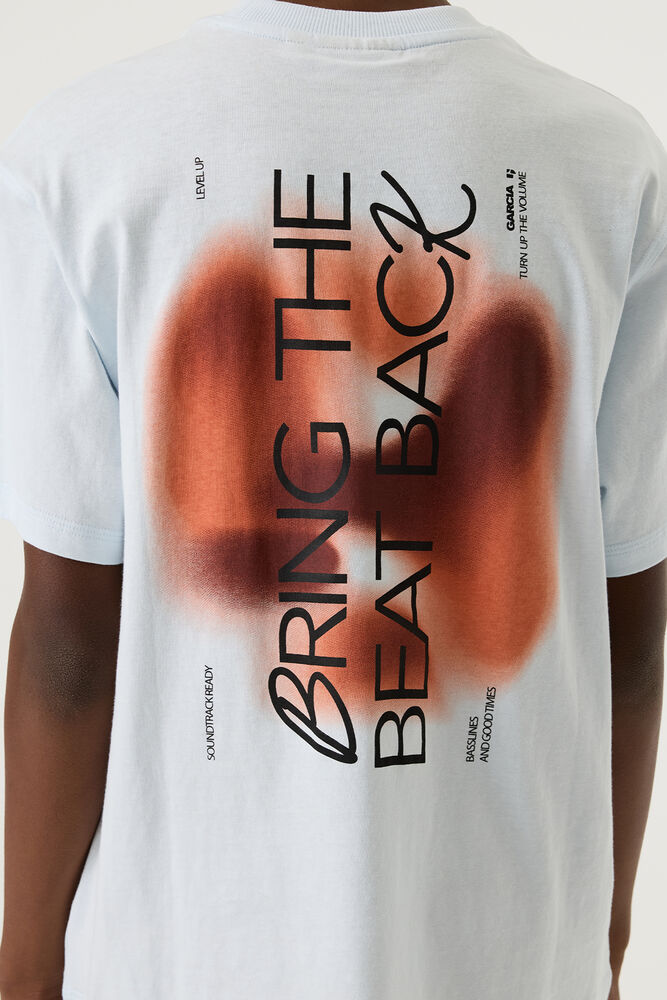 Garcia T-shirt met backprint lichtblauw ronde hals, foto 6