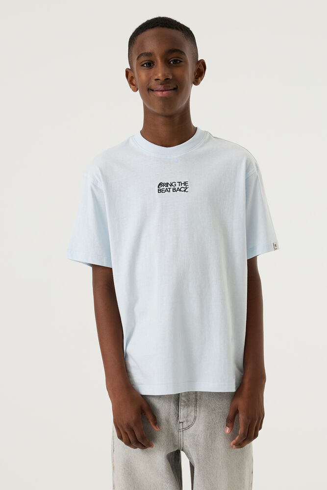 Garcia T-shirt met backprint lichtblauw ronde hals, foto 2
