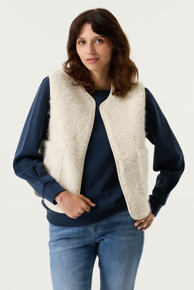 Tripper teddy gilet gebroken wit